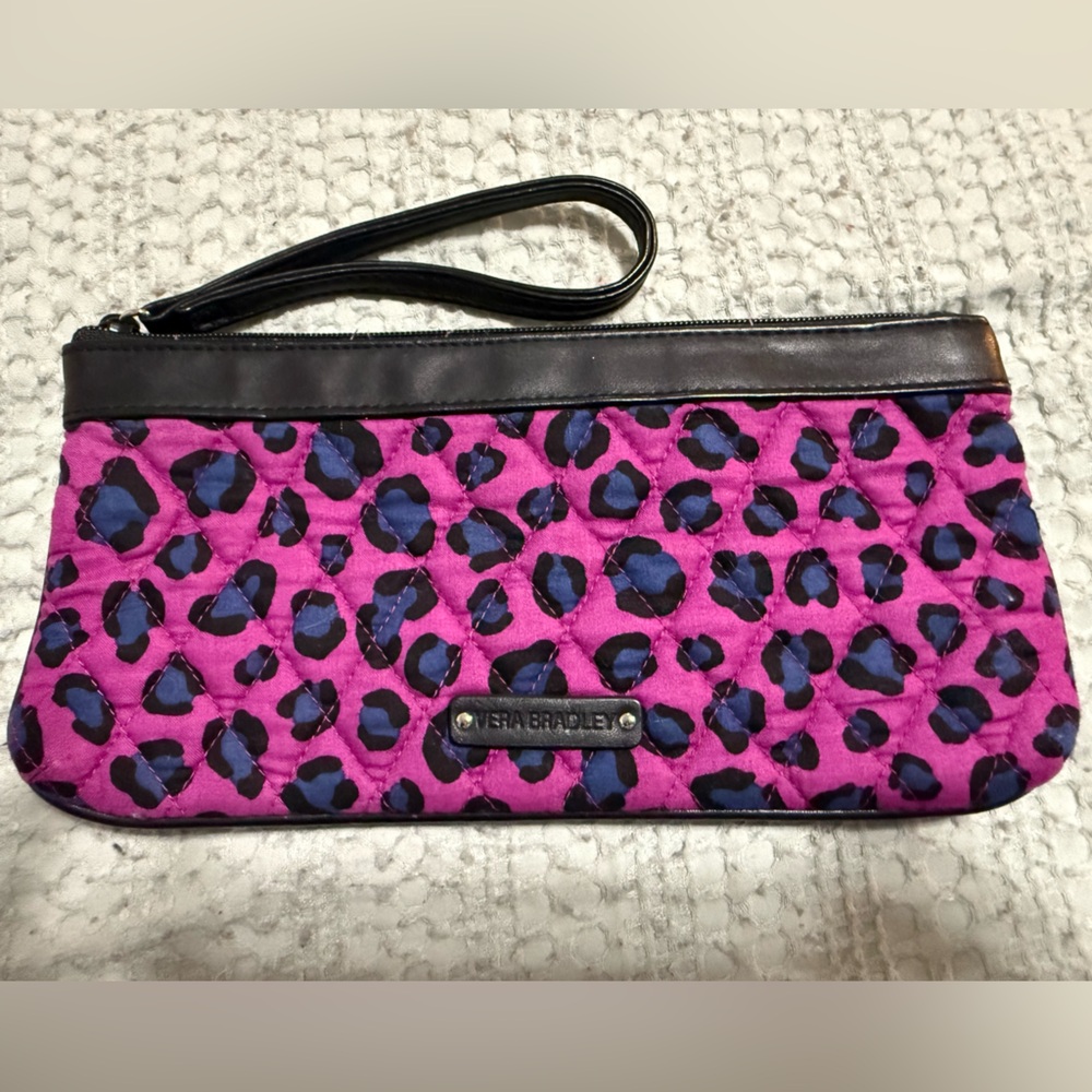 Vera Bradley Pink and Blue Leopard Wristlet